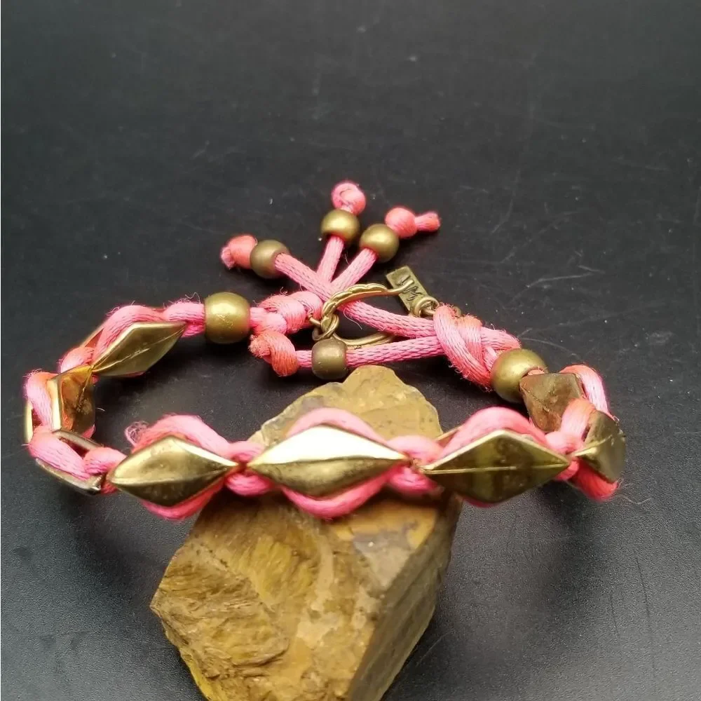 Vm designer pink barbie twine gold over silver bracelet B831